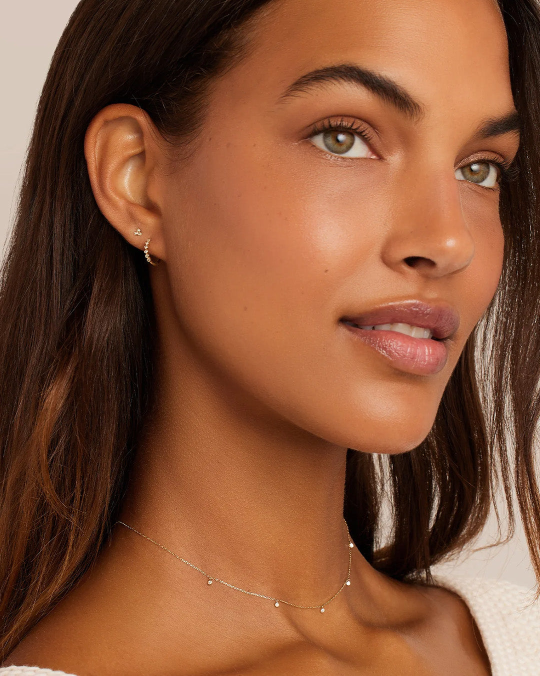 Classic Diamond Trio Stud || option::14k Solid Gold, Pair