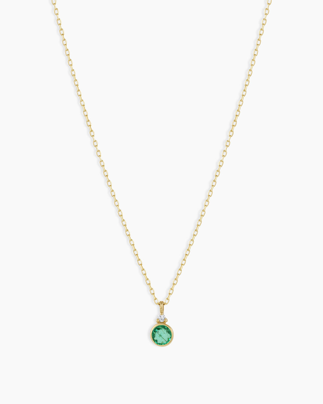 Emerald Birthstone Necklace Birthstone Necklace || option::14k Solid Gold, Emerald - May