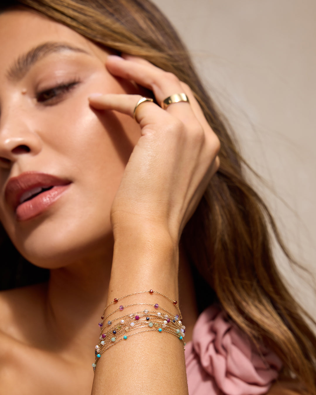 Garnet Newport Bracelet || option::14k Solid Gold, Garnet - January