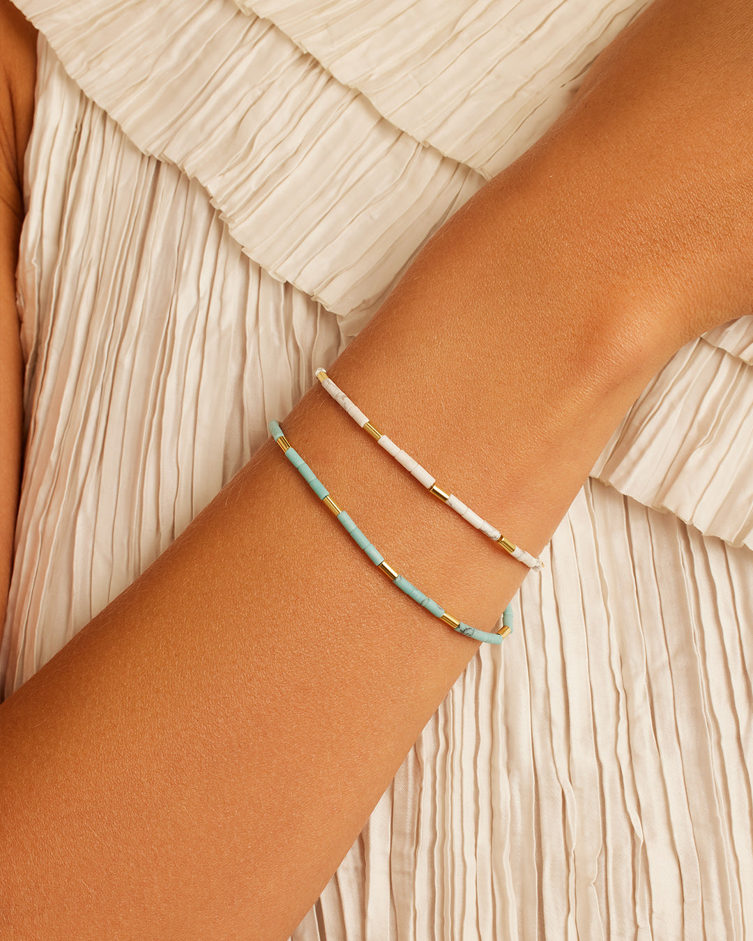 Power Gemstone Tatum Bracelet || option::18k Gold Plated, Howlite - Calming