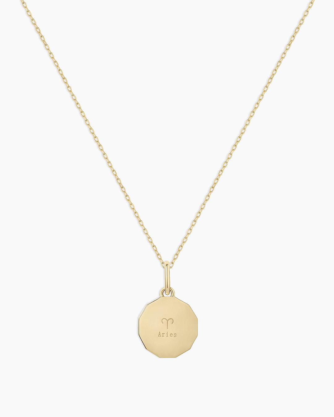 Diamond Zodiac Coin Charm Necklace || option::14k Solid Gold, Aries