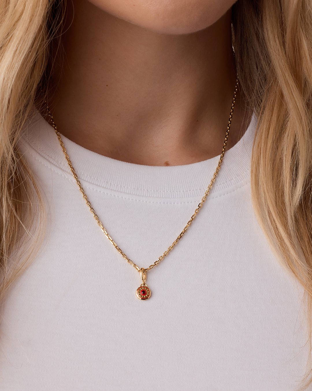 Birthstone Parker Charm || option::18k Gold Plated, Garnet - January