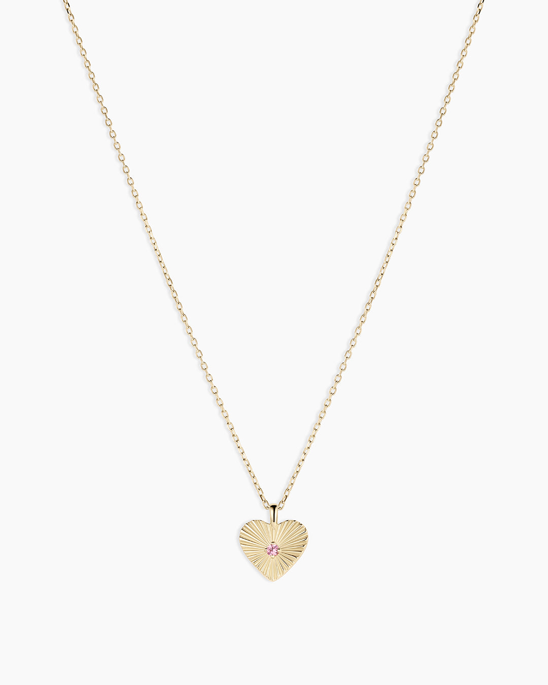 Pink Sapphire Vintage Heart Necklace || option::14k Solid Gold