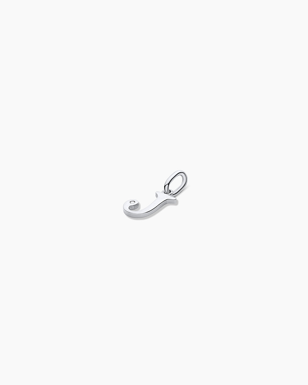 Diamond Vintage Alphabet Charm || option::14k Solid White Gold, J
