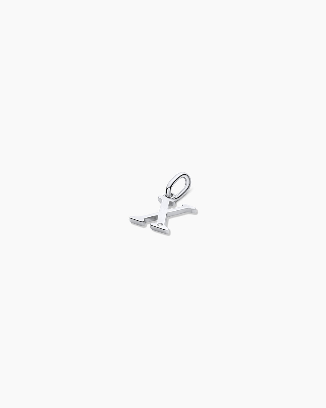 Diamond Vintage Alphabet Charm || option::14k Solid White Gold, X