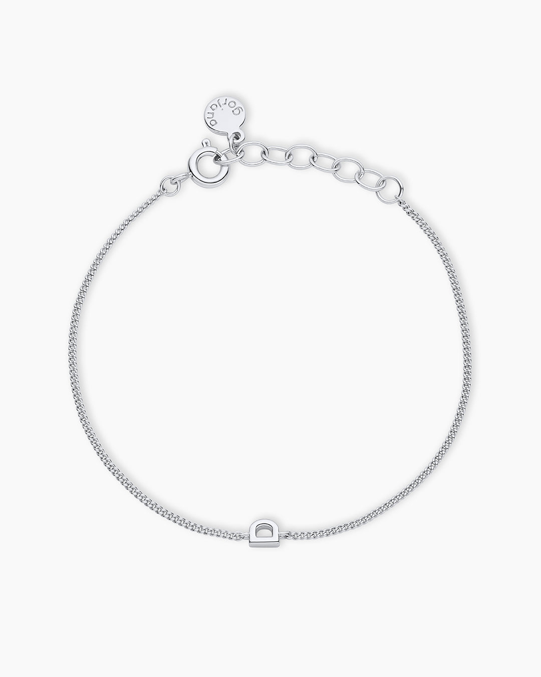 Wilder Mini Alphabet Bracelet || option:: Silver Plated, D