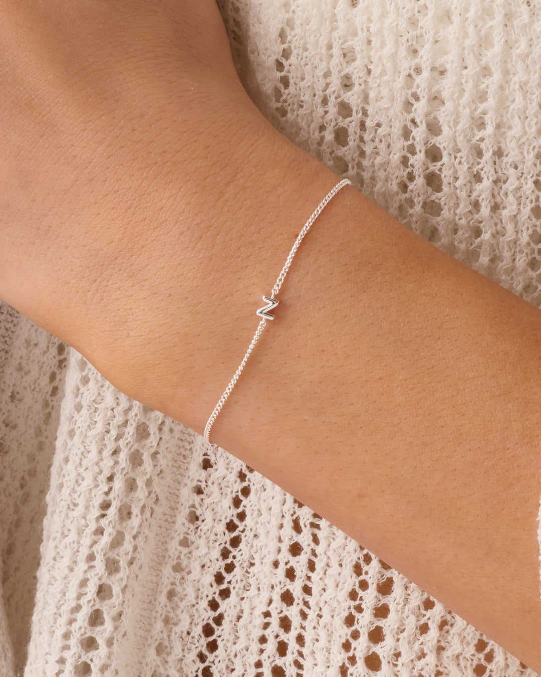 Wilder Mini Alphabet Bracelet || option:: Silver Plated, Z