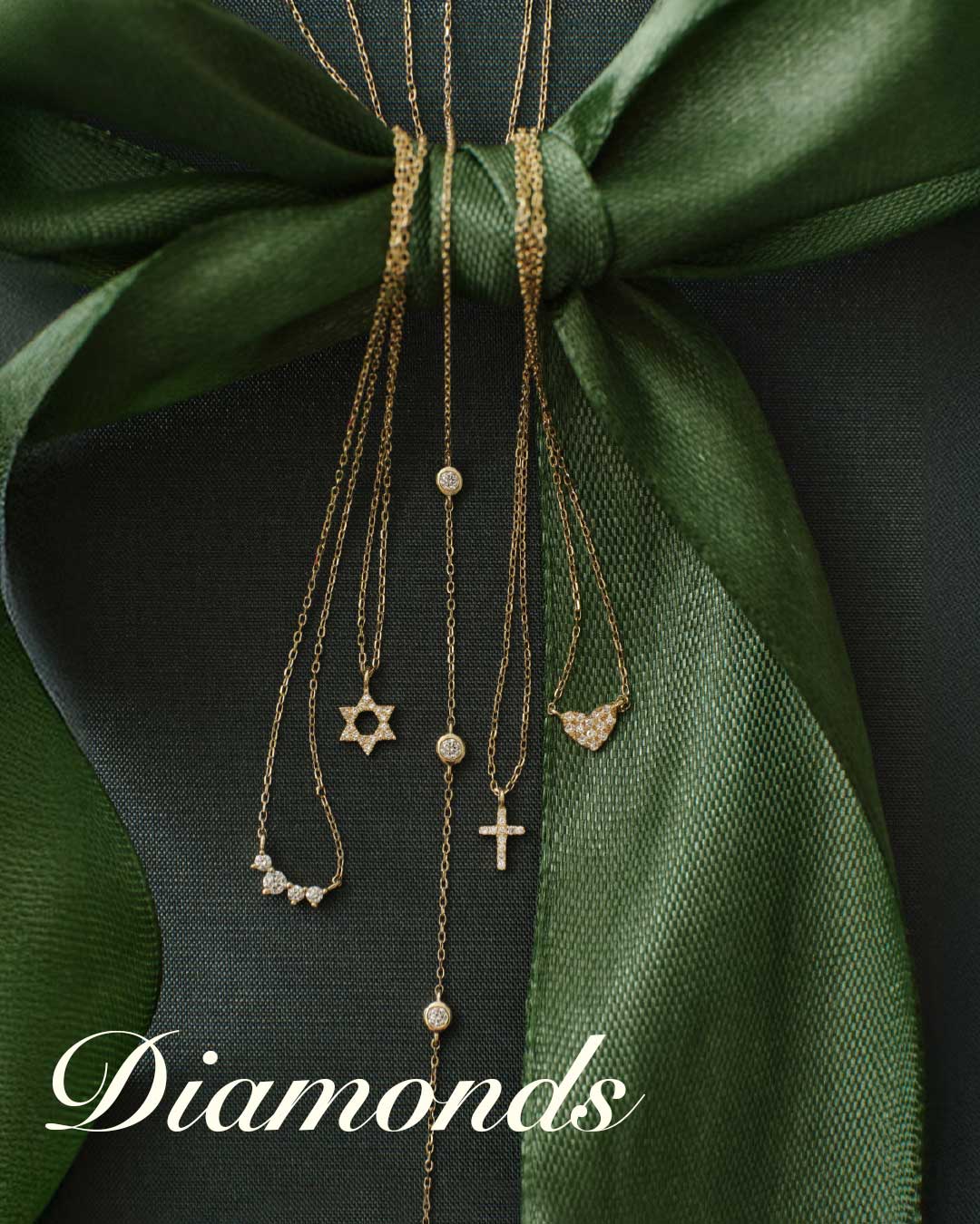 Diamond charm necklaces. Diamonds