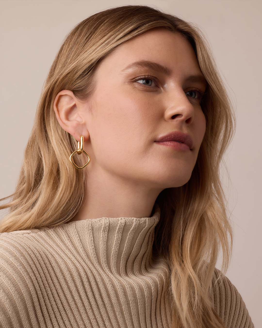 Charlie Drop Hoops || option::18k Gold Plated
