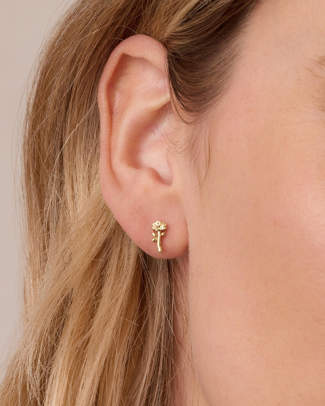 Rose Single Stud || option::18k Gold Plated