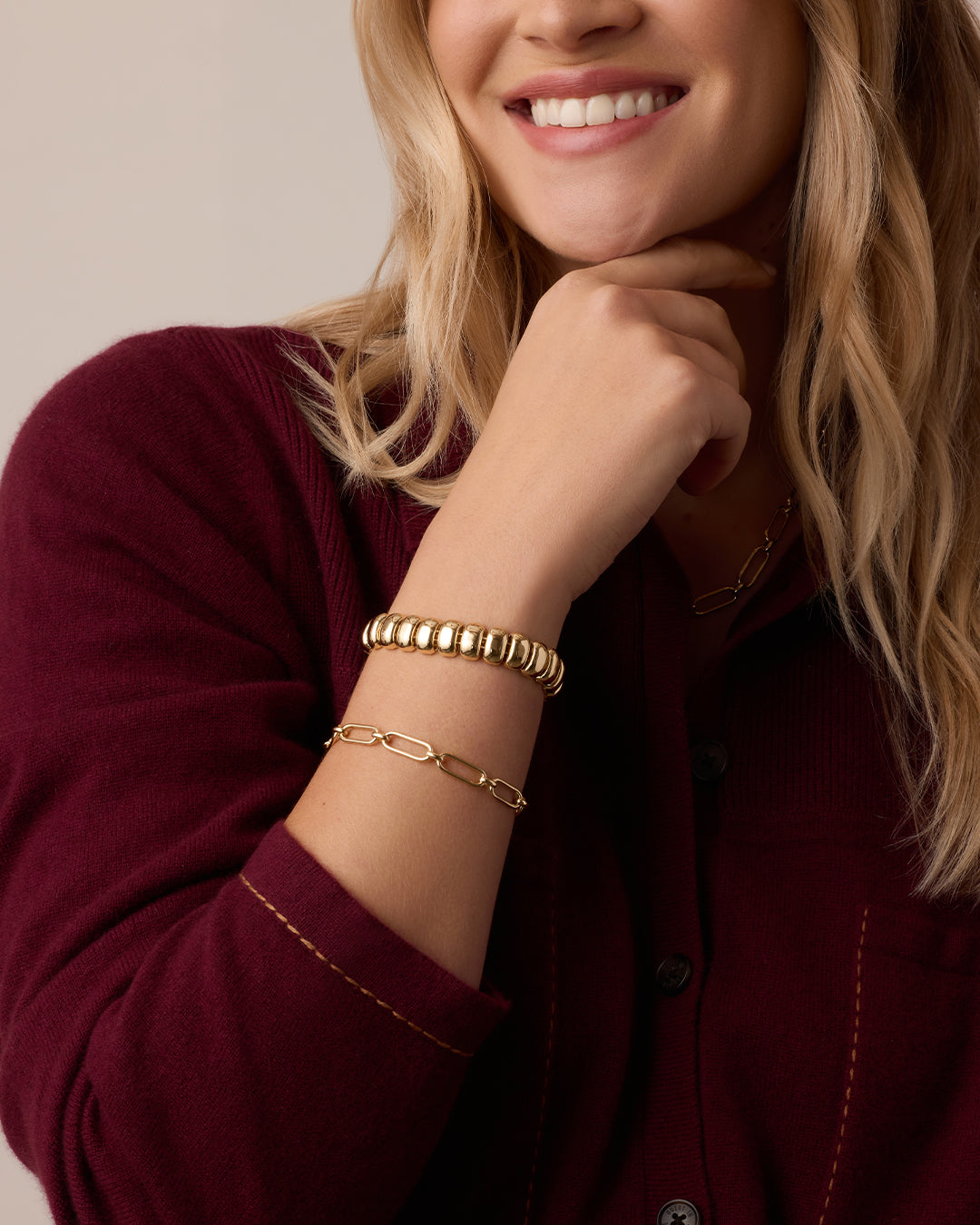Zoey Statement Link Bracelet || option::18k Gold Plated