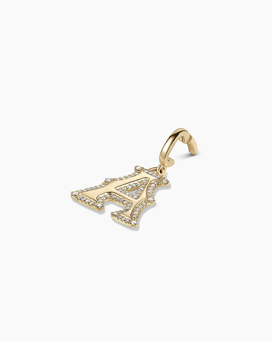 Diamond Era Alphabet Charm || option::14k Solid Gold, A
