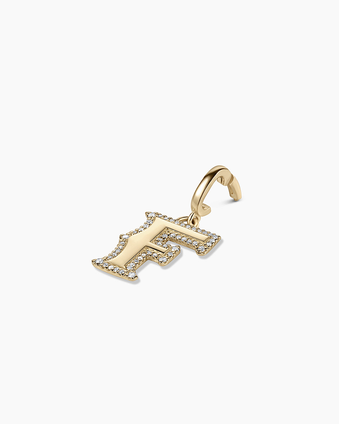 Diamond Era Alphabet Charm || option::14k Solid Gold, F