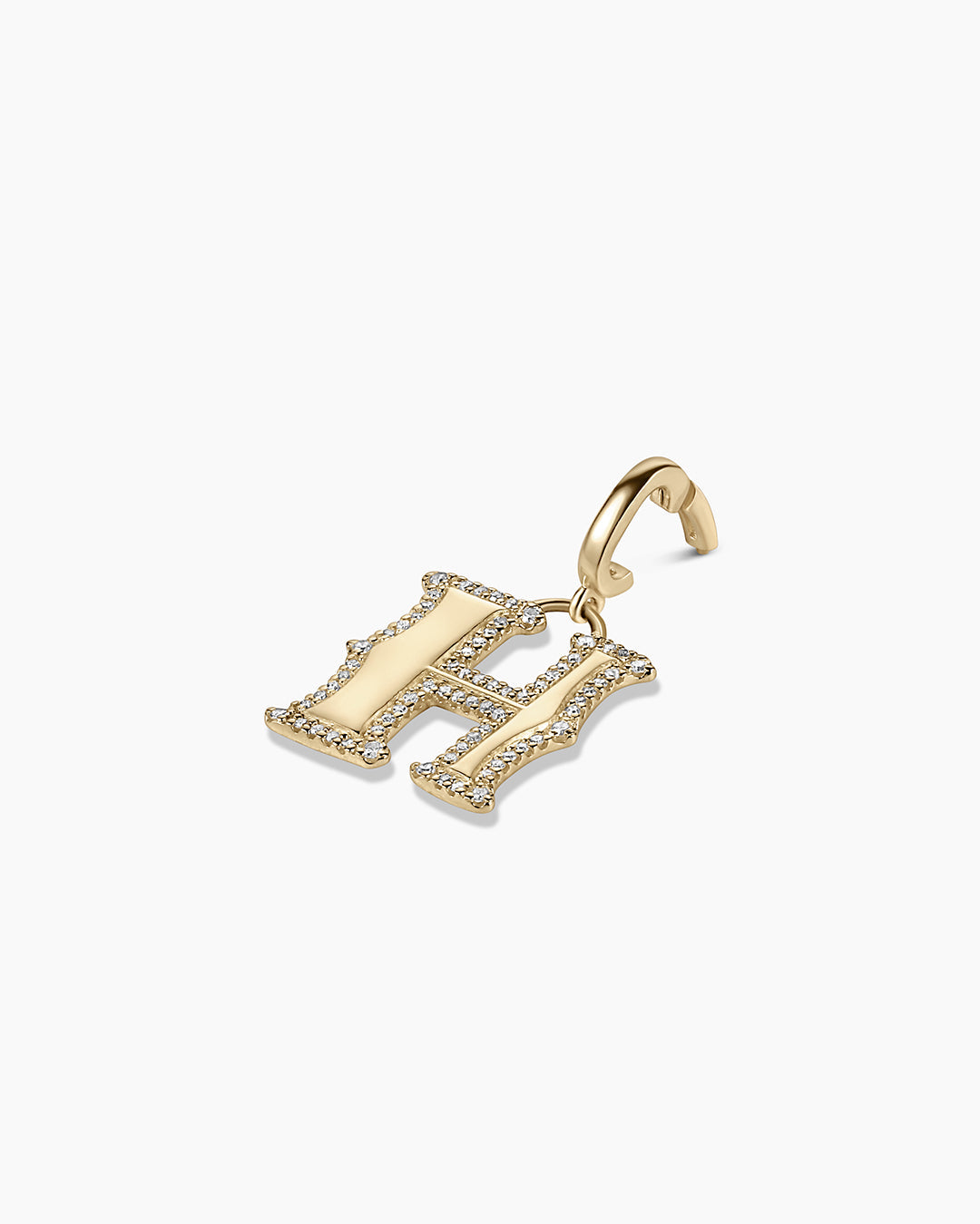 Diamond Era Alphabet Charm || option::14k Solid Gold, H