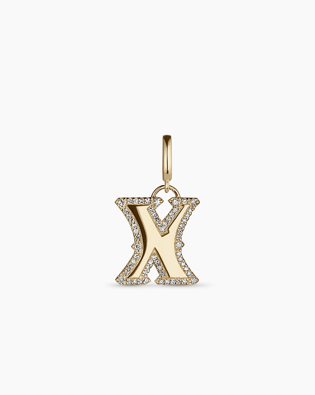 Diamond Era Alphabet Charm || option::14k Solid Gold, X
