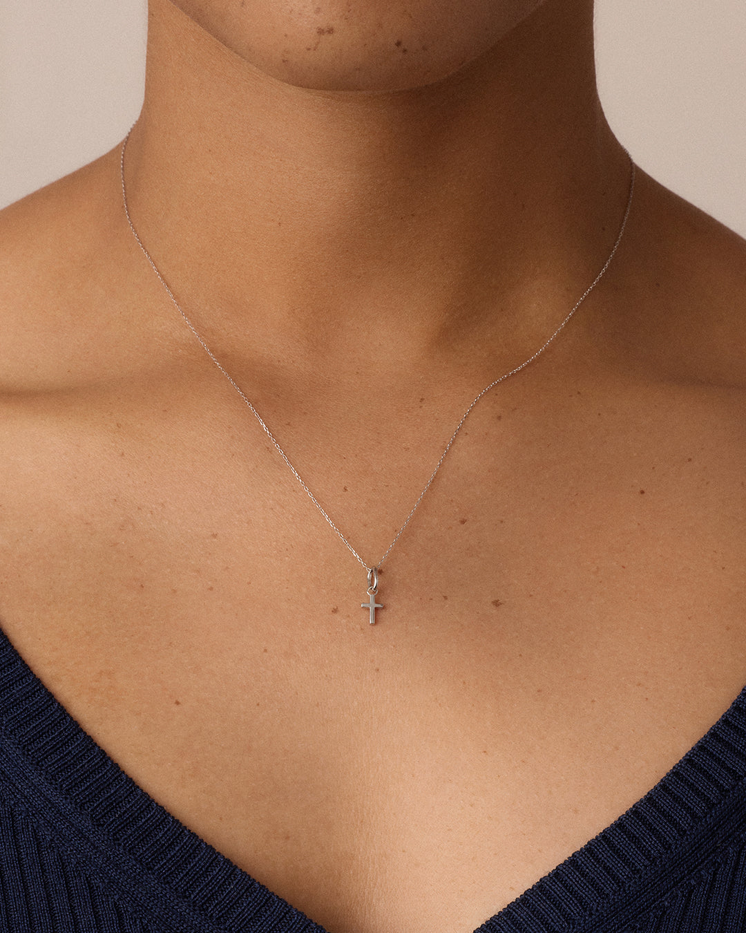 14k Gold Cross Charm || option::14k Solid White Gold