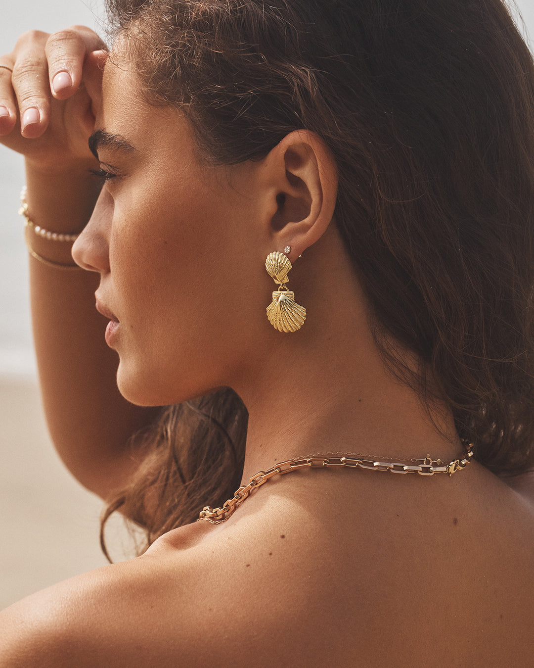 Shell Drop Earrings || option::18k Gold Plated