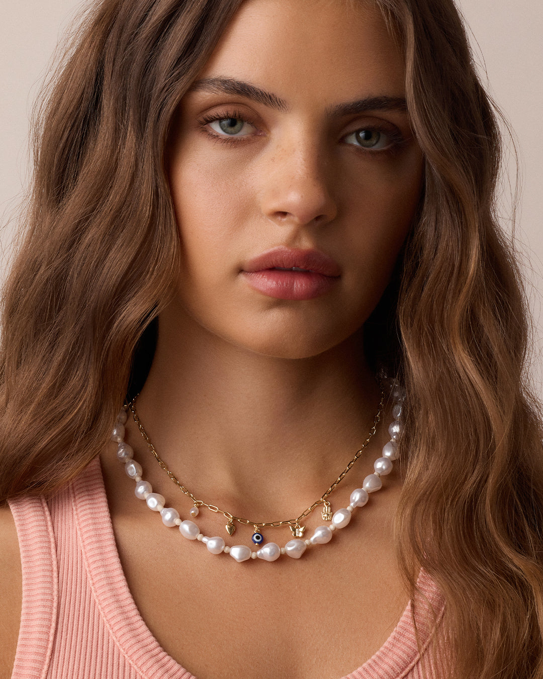 Connection Mini Charm Necklace || option::18k Gold Plated