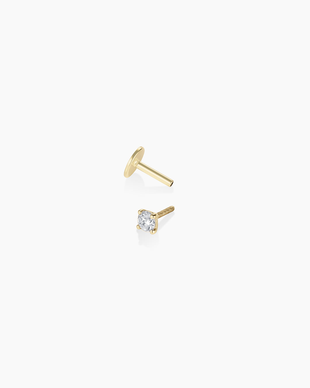 Lab Grown Diamond Solitaire Flat Back Single Stud || option::14k Solid Gold