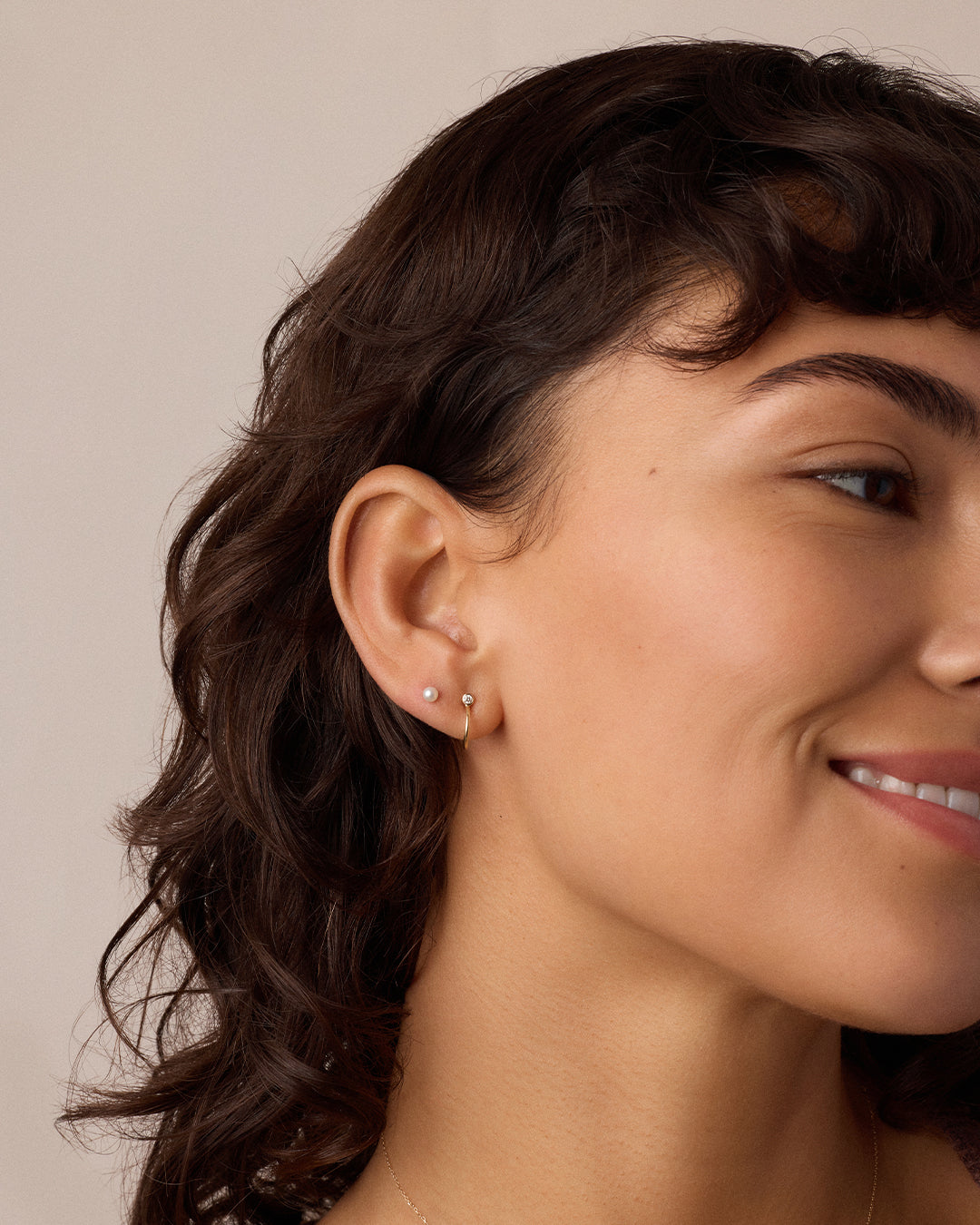 Pearl Flat Back Single Stud || option::14k Solid Gold