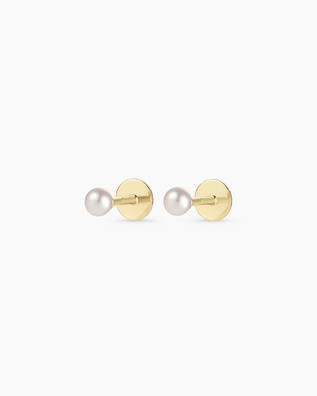 Pearl Flat Back Studs || option::14k Solid Gold