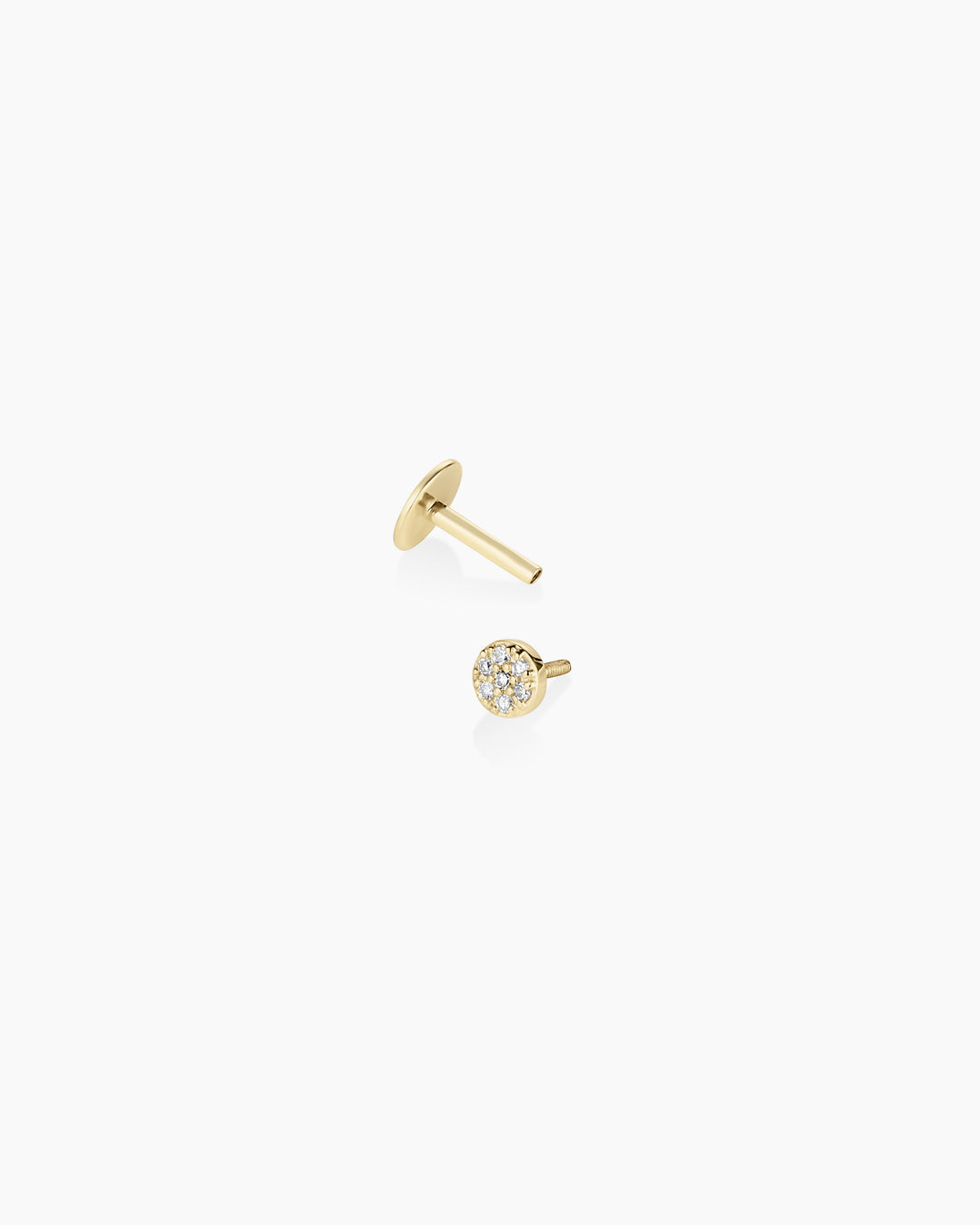Diamond Pavé Flat Back Single Stud || option::14k Solid Gold