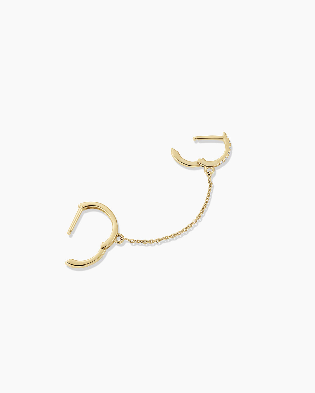 Diamond Double Huggie || option::14k Solid Gold