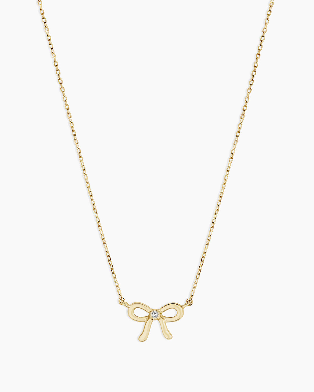 Diamond Put a Bow on it Necklace || option::14k Solid Gold