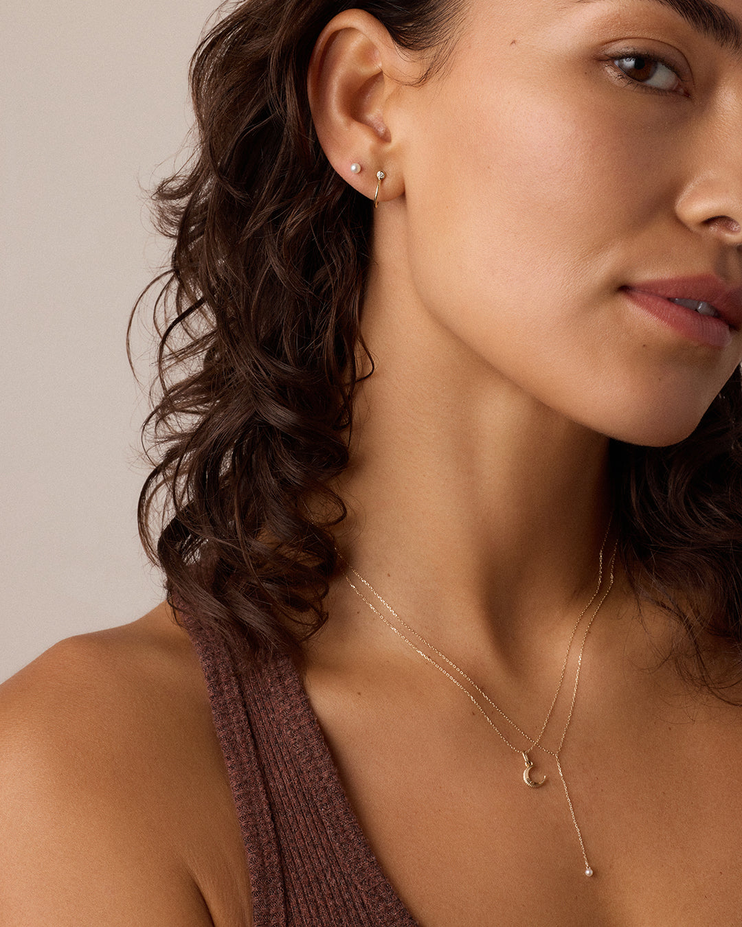 Diamond Crescent Charm || option::14k Solid Gold