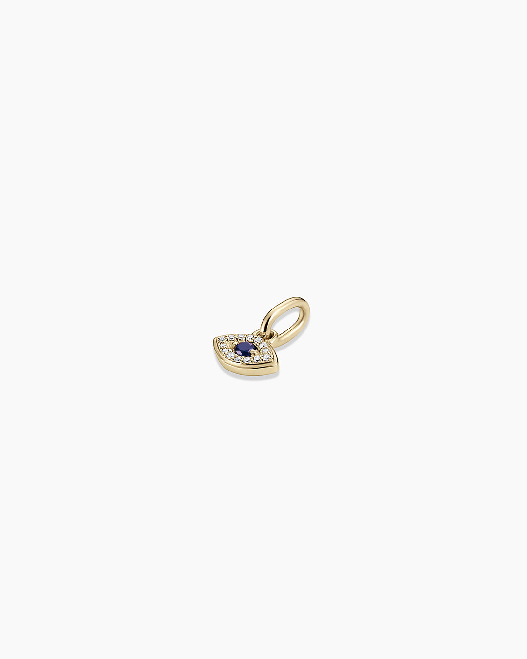 Diamond and Blue Sapphire Evil Eye Charm || option::14k Solid Gold