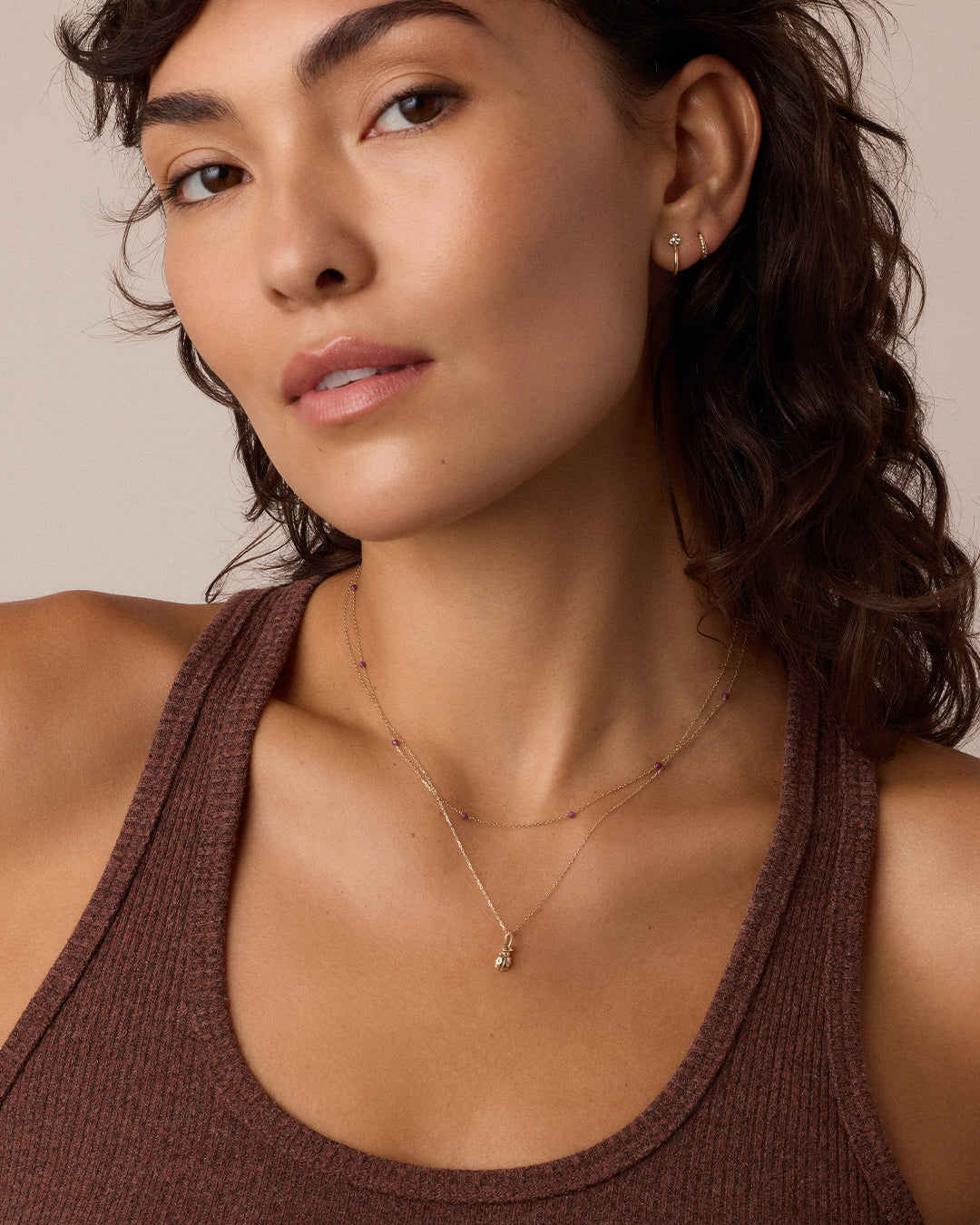 Diamond Ladybug Charm Necklace || option::14k Solid Gold