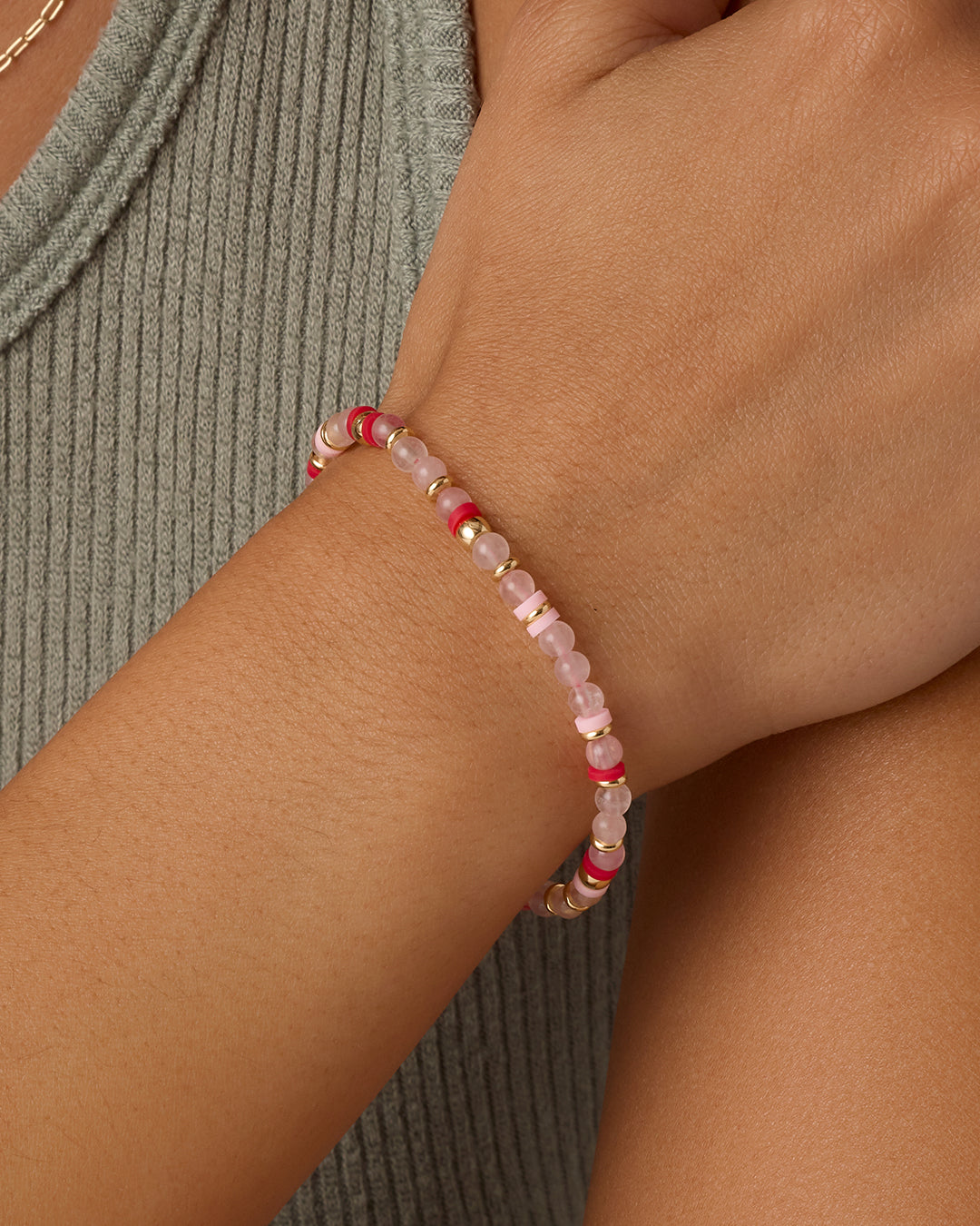 Power Gemstone Harbor Bracelet - Rose Quartz || option::18k Gold Plated, Rose Quartz