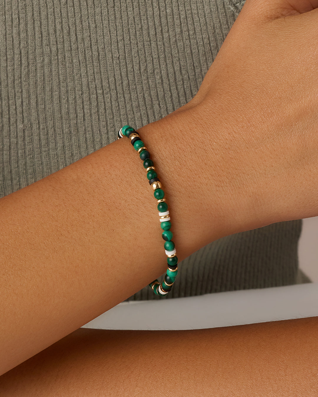 Power Gemstone Harbor Bracelet - Malachite || option::18k Gold Plated, Malachite