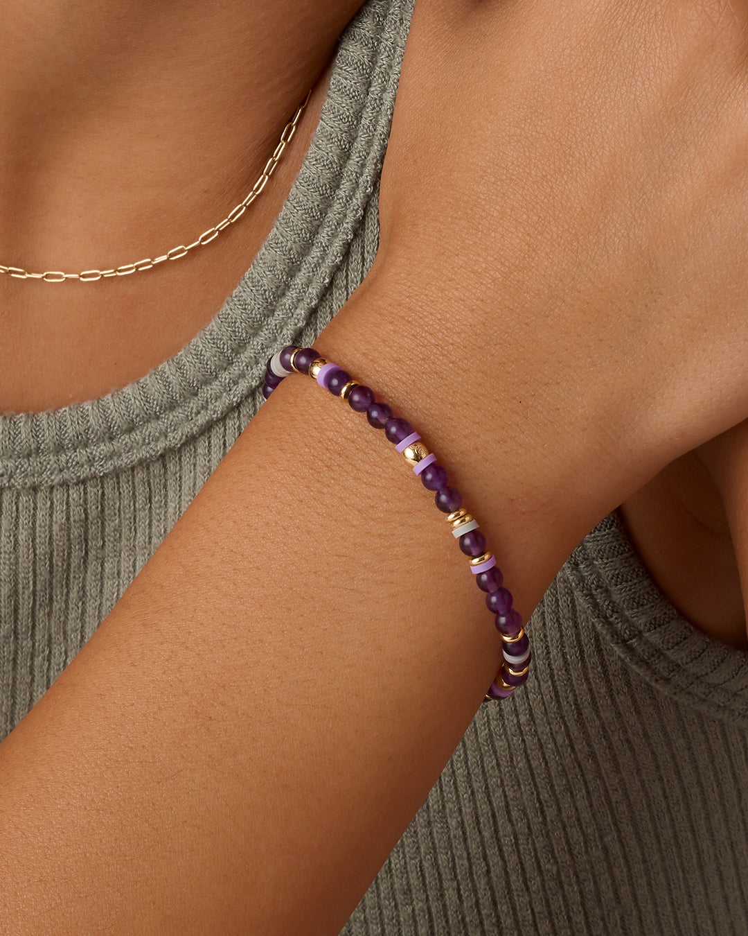 Power Gemstone Harbor Bracelet - Amethyst || option::18k Gold Plated, Amethyst