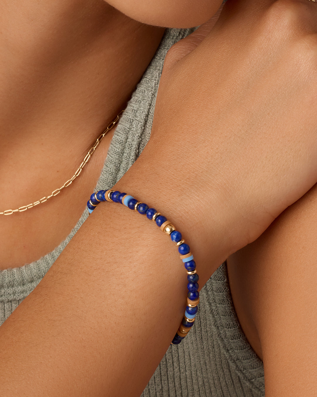 Power Gemstone Harbor Bracelet - Lapis || option::18k Gold Plated, Lapis