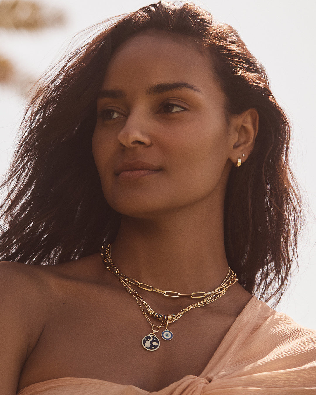 Good Vibrations Coin Necklace || option::18k Gold Plated