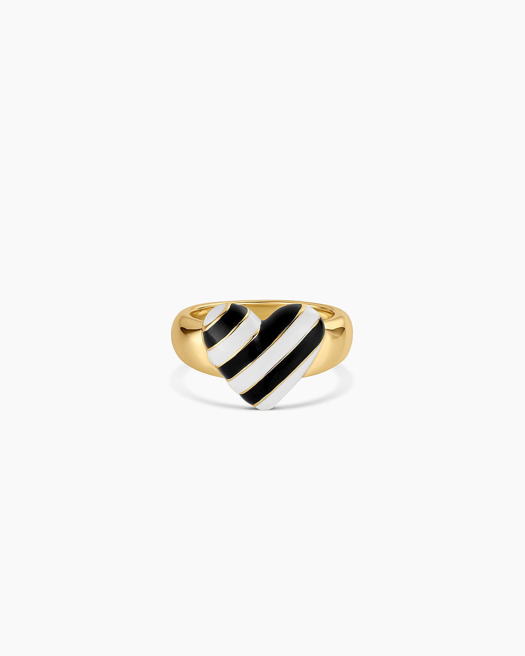 Campbell Enamel Heart Ring || option::18k Gold Plated, Black