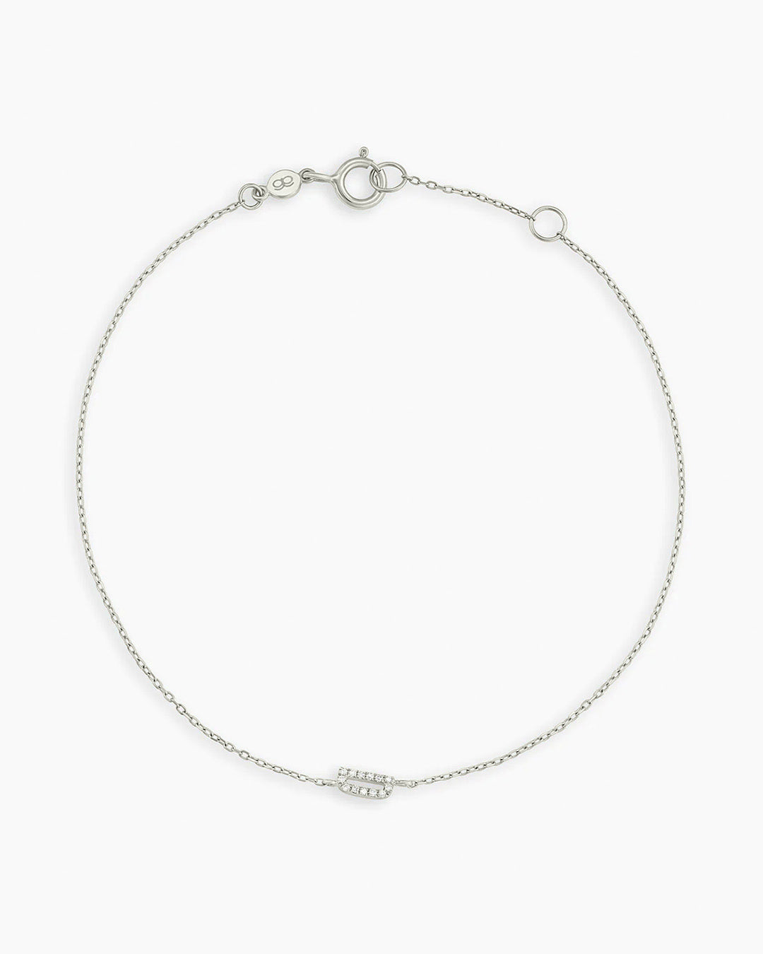 Diamond Pavé Alphabet Bracelet #D || option::14k Solid White Gold, D