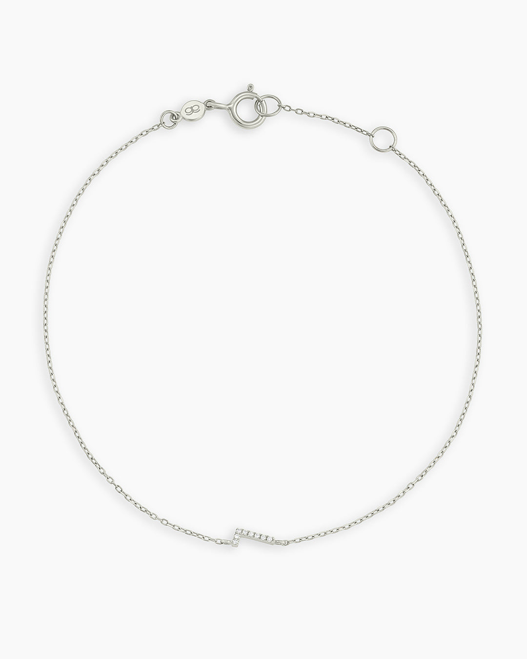 Diamond Pavé Alphabet Bracelet #L || option::14k Solid White Gold, L