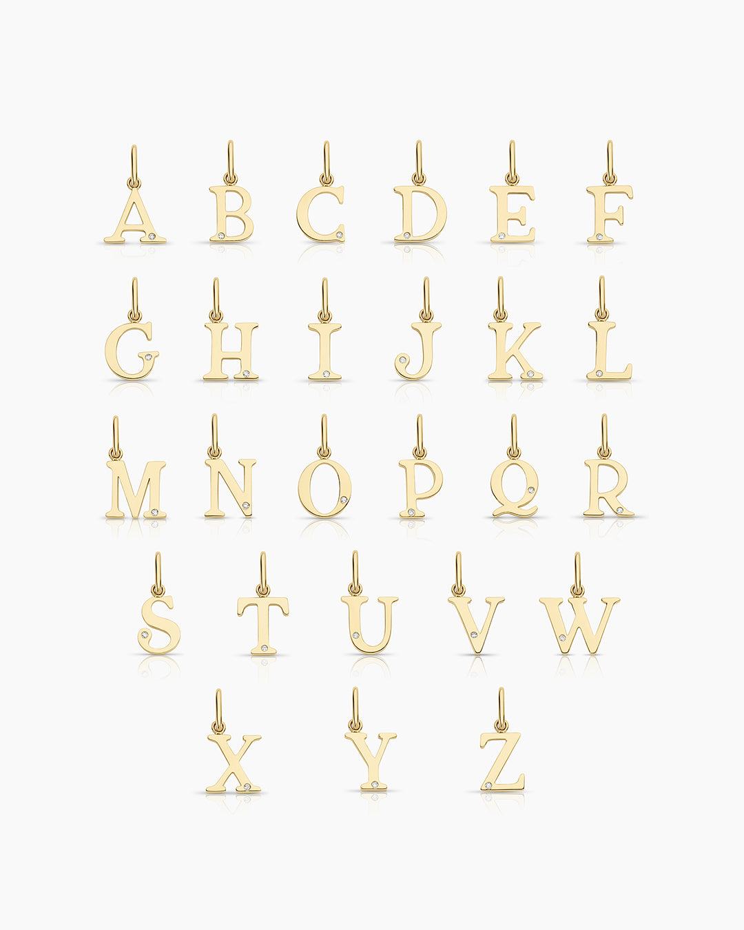 14k solid gold alphabet charms || option::14k Solid Gold