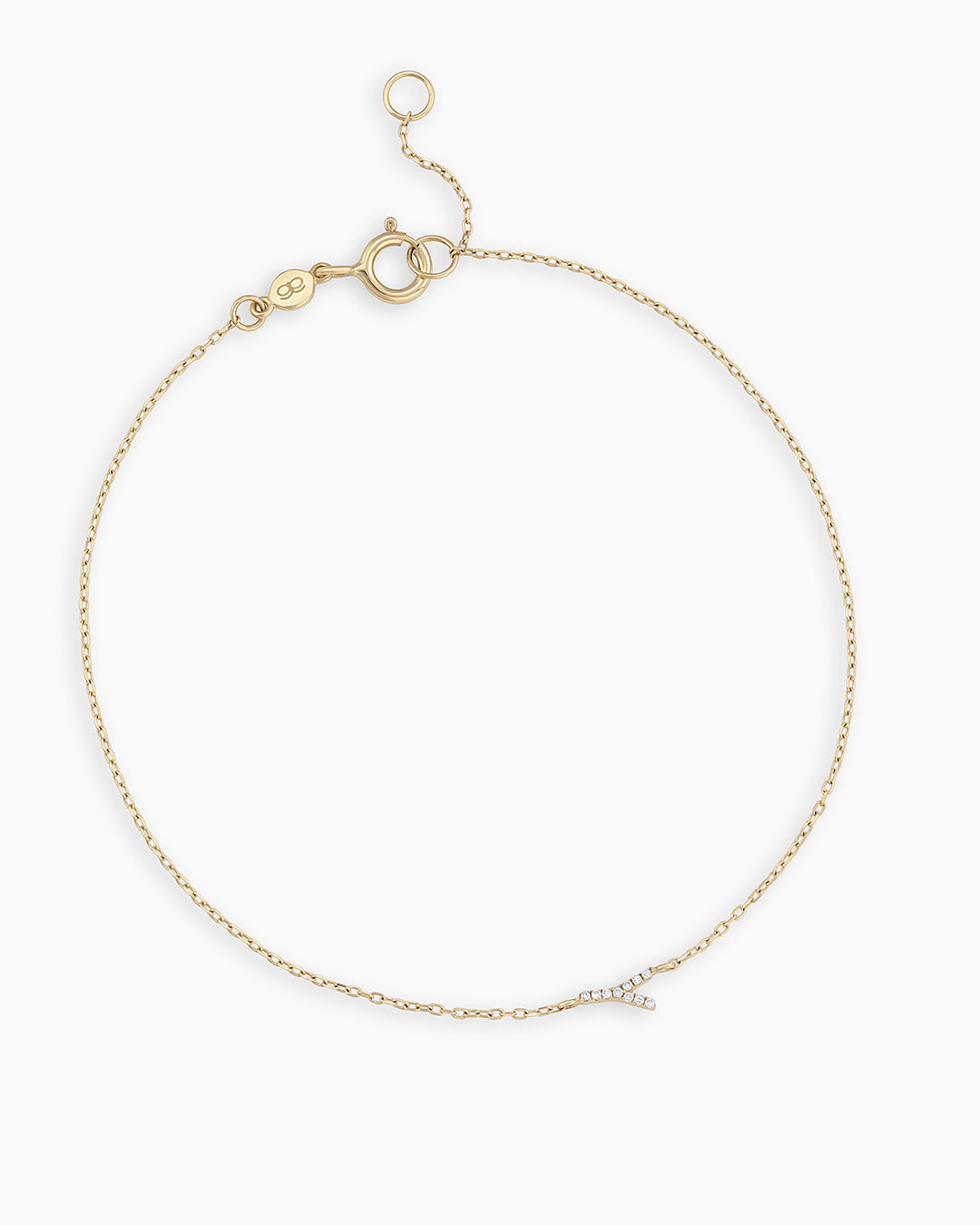 Diamond Pavé Alphabet Bracelet #Y || option::14k Solid Gold, Y