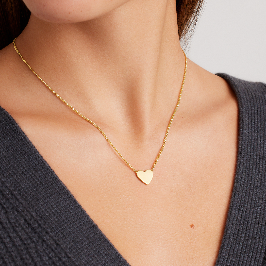 Gold engravableHeart necklace || option::18k Gold Plated