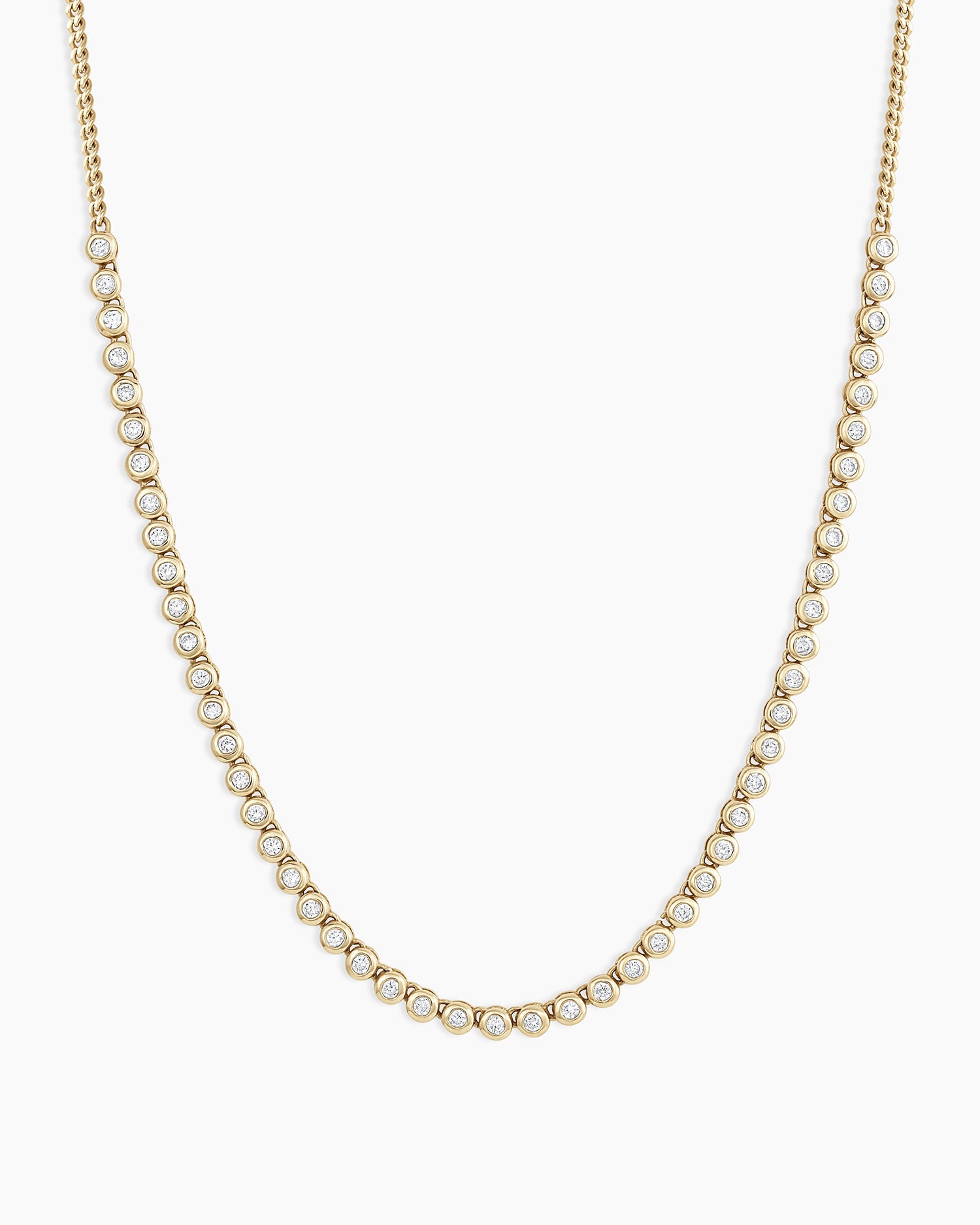 Classic  Diamond Row Necklace || option::14k Solid Gold