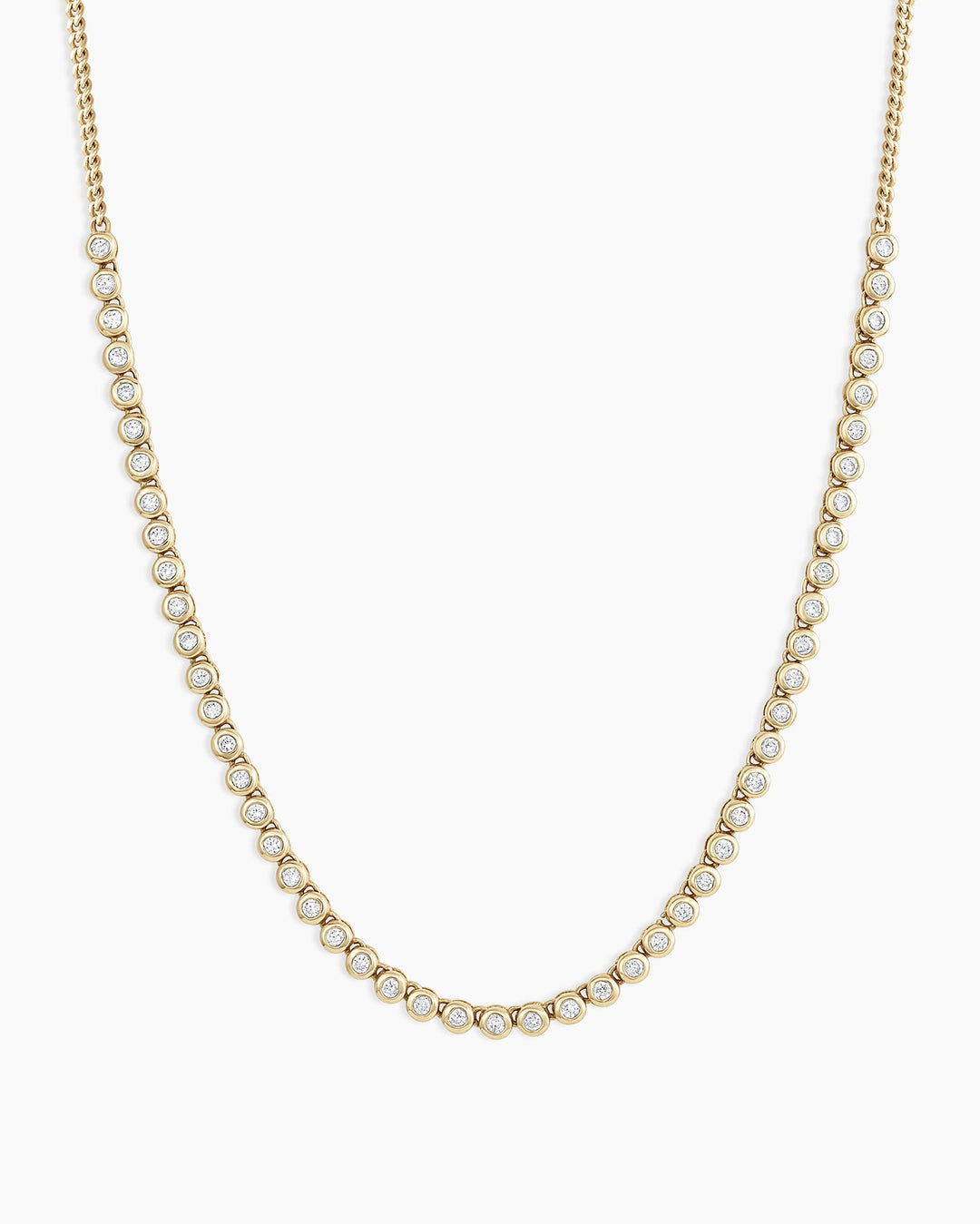 Classic Diamond Row Necklace || option::14k Solid Gold