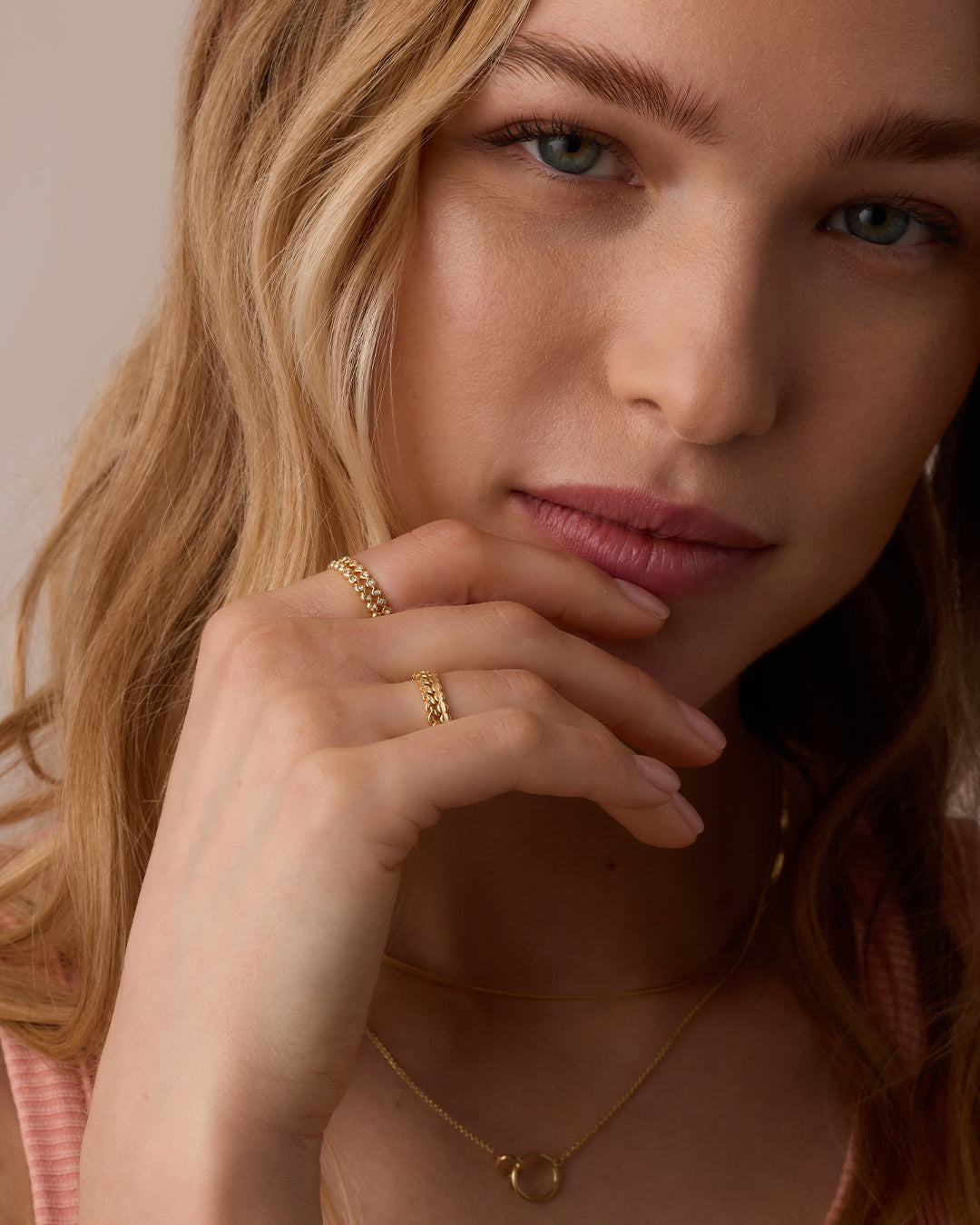 Mini stackable ring set || option::18k Gold Plated