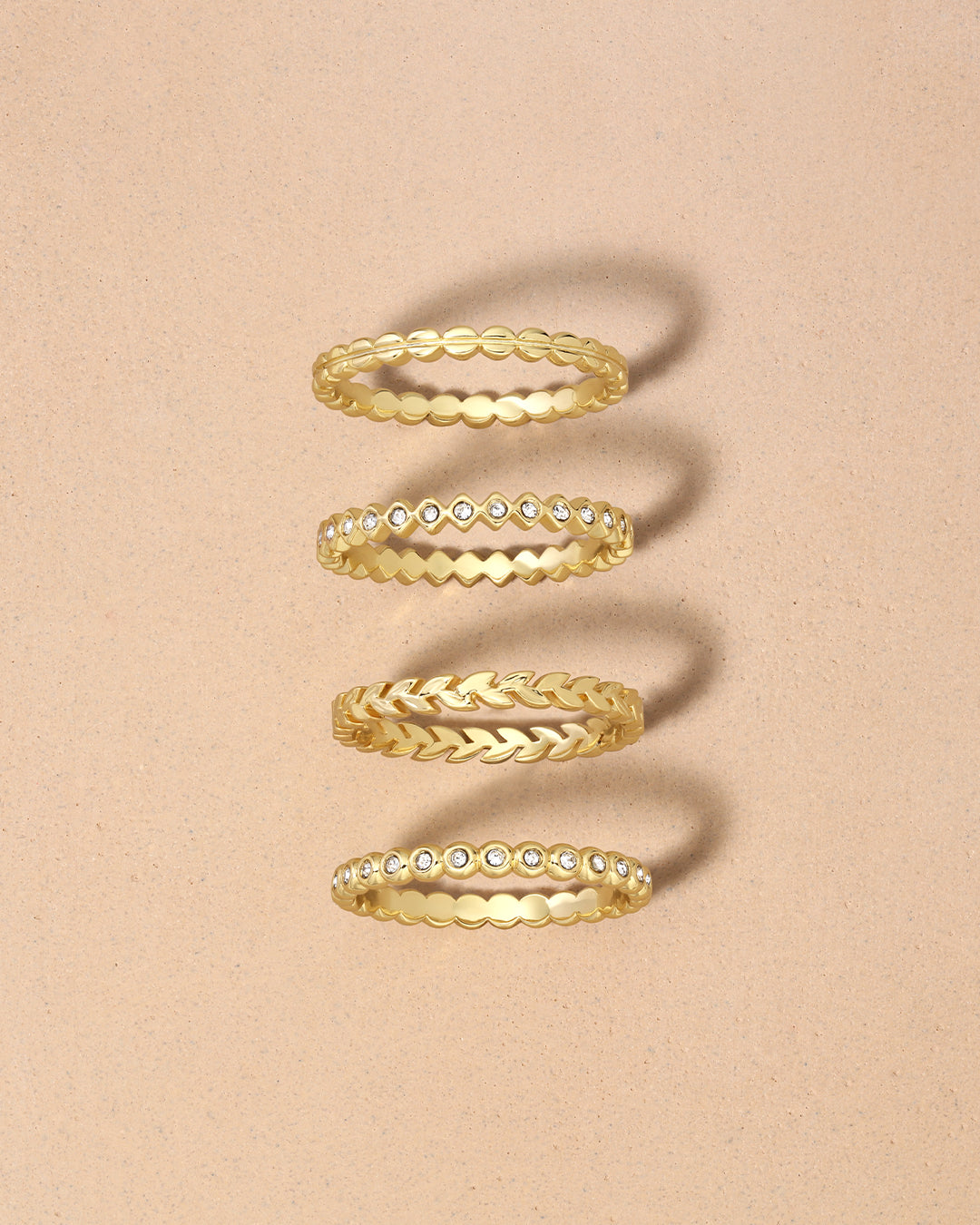 Mini stackable ring set || option::18k Gold Plated