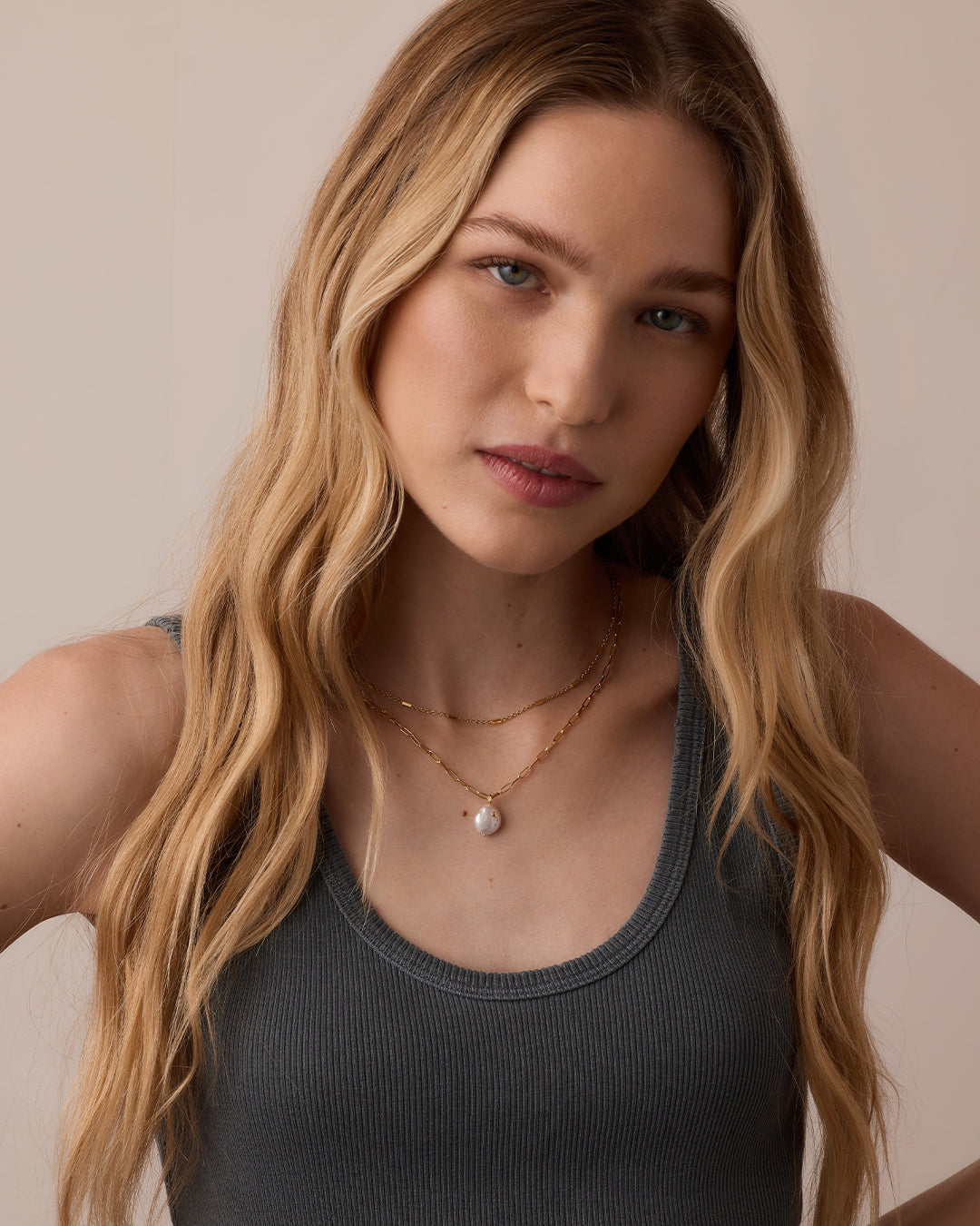 Reese Pearl Necklace || option::18k Gold Plated, Pearl