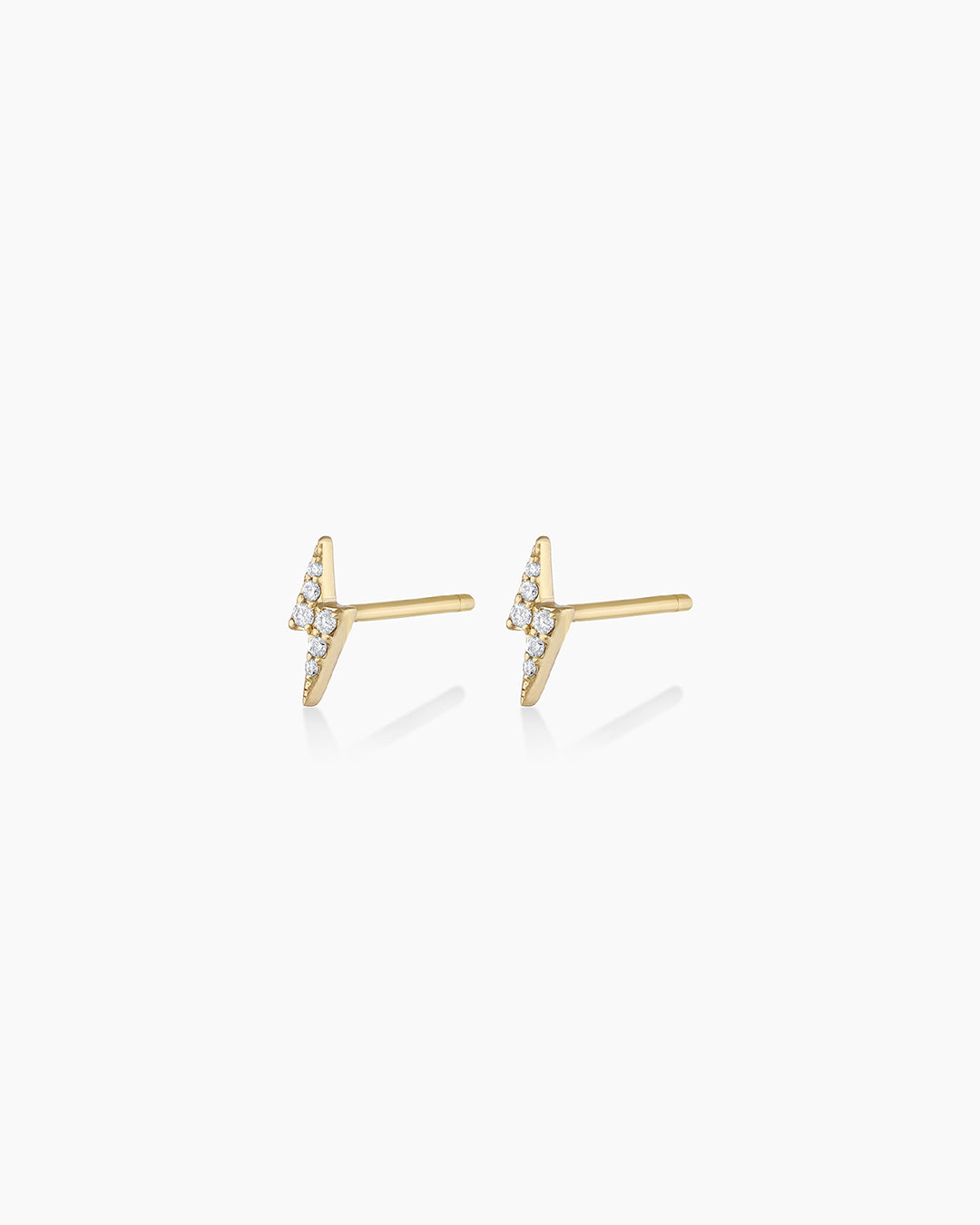 Diamond Lightning bolt earrings || option::14k Solid Gold