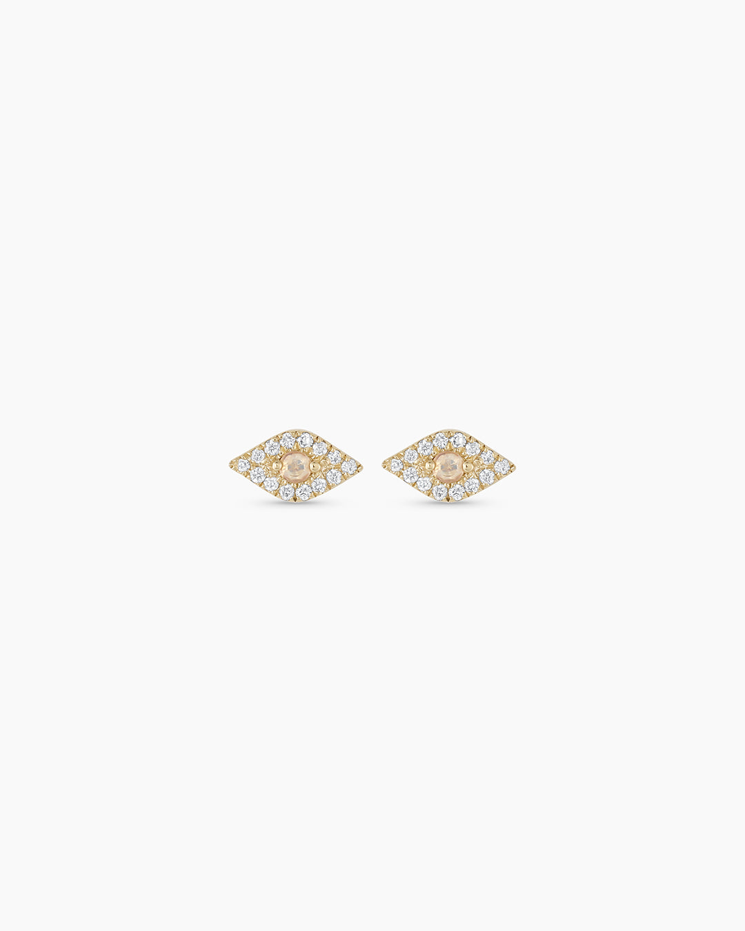 Diamond Evil Eye Studs || option::14k Solid Gold