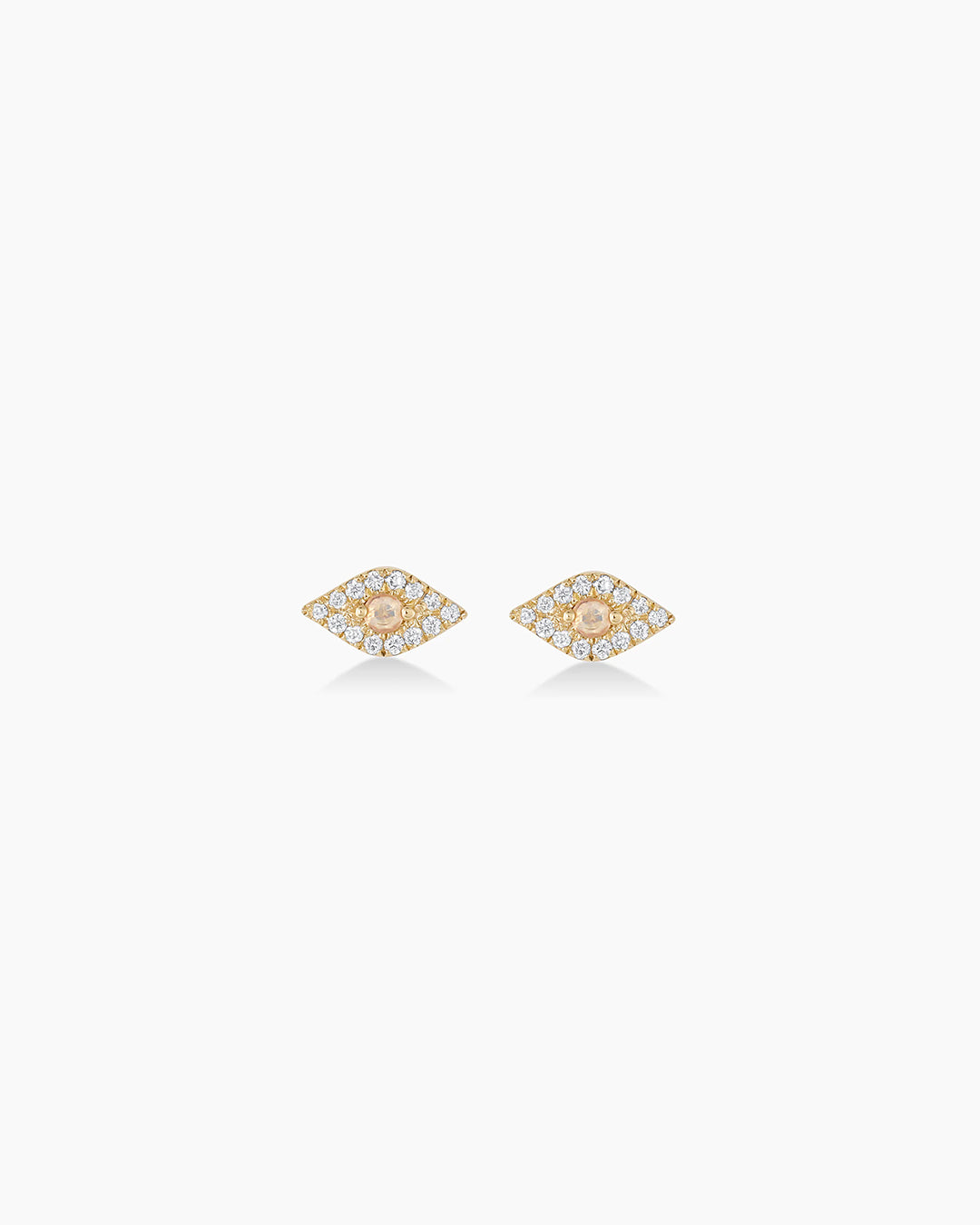 Diamond Evil Eye Studs || option::14k Solid Gold